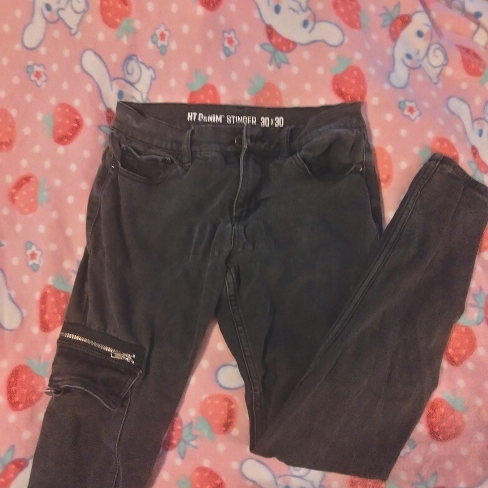 Hot Topic Black Skinny Jeans with Zipper Detail